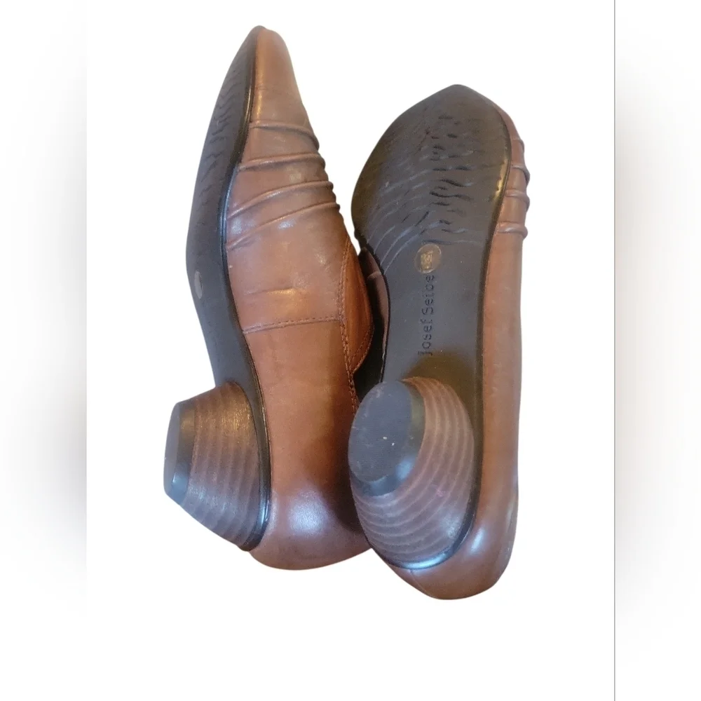 Josef Seibel Women's Comfort Non Slip Pleated Brown Leather Loafers 37